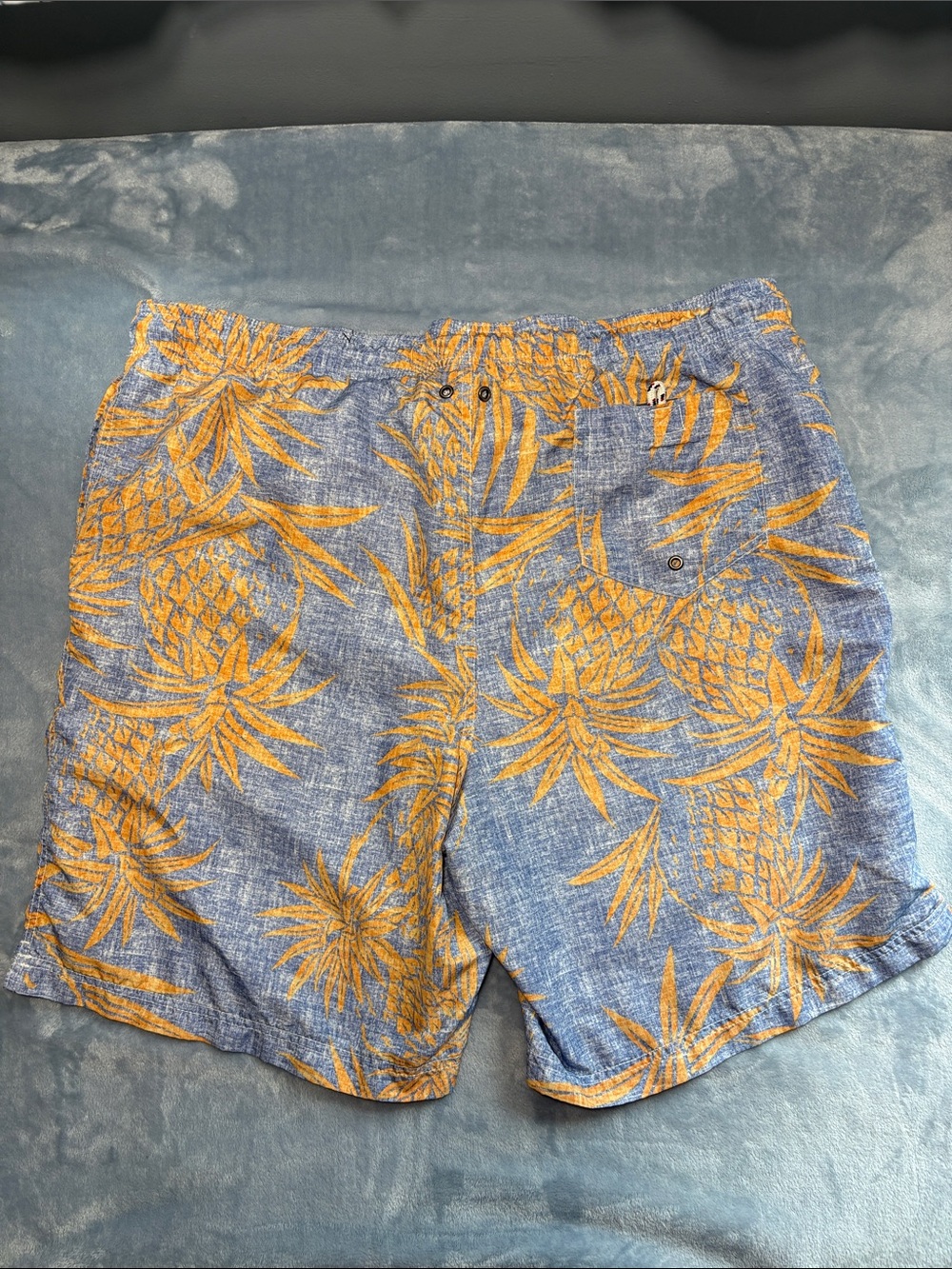 Lands' End Blue Swim Shorts with Orange Pineapple Print - Picture 7 of 10